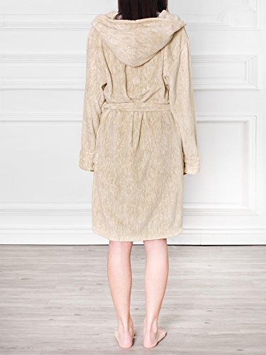 Image of PAVILIA Plush Robe for Women, Soft Fleece Short Bathrobe, Warm Lightweight Knee Length Lounge Robe with Pockets