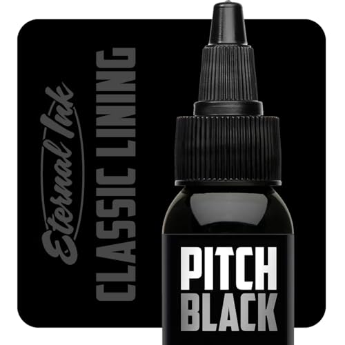 Eternal Ink Pitch Black Classic Lining 1 oz Tattoo Ink - Smooth Flowing High-Opacity Black Ink - Ideal for Lining Shading etc - Vegan and Sterile for Professional Tattoo Artists and Beginners