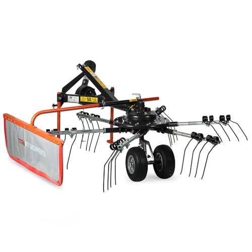 Titan Attachments 8 ft Cat 1 Rotary Rake for Hay Windrows