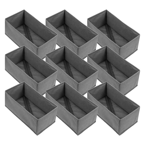 9-Pack Foldable Drawer Organizers Foldable Storage Bins – Clothing Drawer Organizer for Clothes, Dark Grey (10.6″x5.5″x4.3″, Non-Woven Fabric)