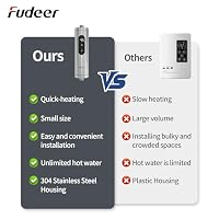 Fudeer 220V 5.5kW Elektrischer Durchlauferhitzer aus Edelstahl,Mini-Tankless-Wassererhitzer mit digitaler Anzeige für Küche/Bad, Unter-/Überbau,Temp.30–45℃,energie-/platzsparend (silber) – Ansicht 4