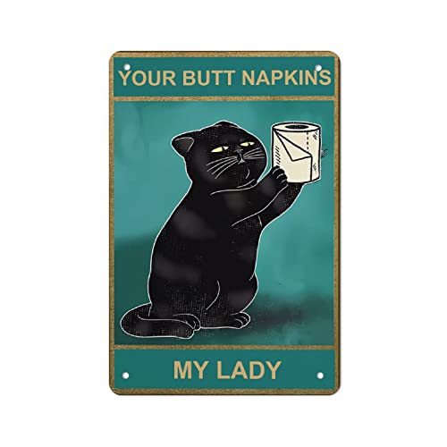 TORTILLAS BLANKET - Black Cat Butt Napkins My Lady Aluminum Metal Poster Sign, Decorative Painting Hanging on Wall Home Bedroom Kitchen Bar Cafe Restaurant Vintage Decorative Painting
