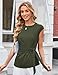 Casual Summer Outfits for Women Fashion Short Sleeve Front Tie Top 2025 Work Business Blouse Army Green M