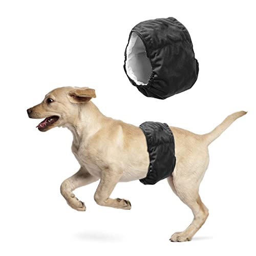 Hundewindel Rüden Waschbare und Wiederverwendbare Bauchbänder für Hunde Bequem Atmungsaktiv Wasserdicht Auslaufsicher Geeignet für Welpen, Inkontinenz Rüden(L, 1 Stück (Schwarz)) Cover