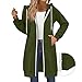 MaMiDay Long Hoodies for Women Zip Up Double Zipper Fleece Jacket Tunic Sweatshirts Fall Winter Fashion Clothes Army Green