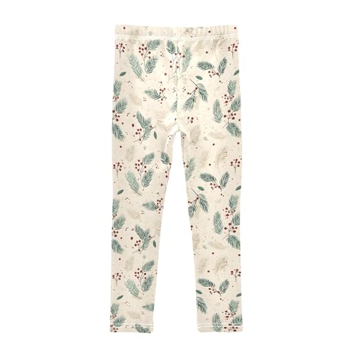 Girls' Athletic Leggings Ankle Length Yoga Dance Pants Kids Teen 4T Leaves Fruit2