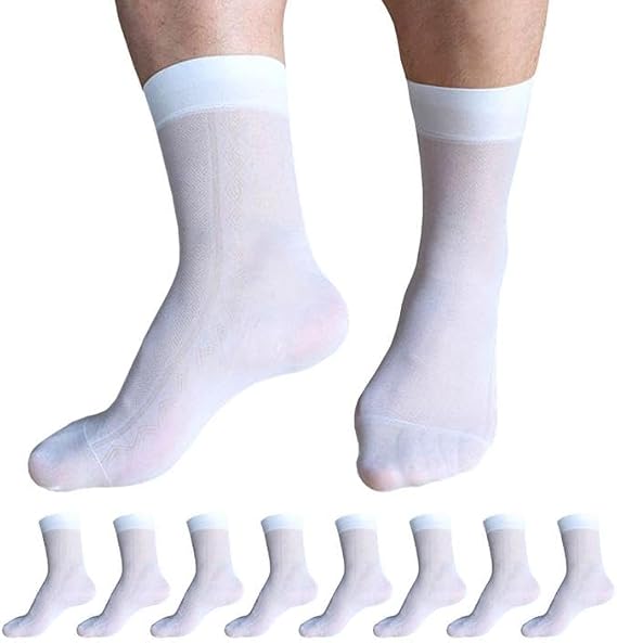 Mens Ultra Thin Dress Socks Silk Sheer Business Socks Soft Nylon Work Trouser Sox Mid Calf