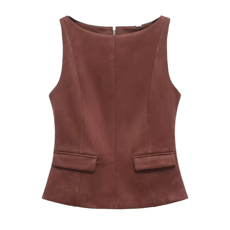 sachui Women's Western Style Vest Round Neck Sleeveless Solid Casual Regular Fit Lightweight Top-picture-25