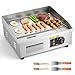 VEVOR Kommerzielle Grillplatte Elektrisch 45 x 30 cm, Bratplatte Elektrogrill 2800 W, Tischgrillplatte 50–300 °C mit 2 Spateln, 2 Bürsten und 4 Fußpolstern, Griddleplatte für Steaks Pfannkuchen