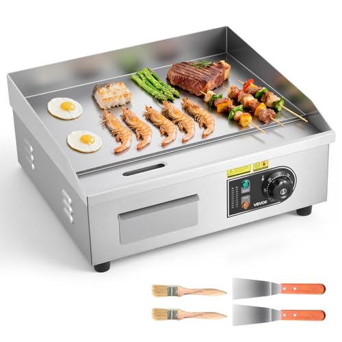VEVOR Plancha Électrique 2800 W 45x30 cm, Plaque à Snacker avec Température Réglable de 50 à 300 °C, pour Barbecue Restaurant Snack-bar, Plaque de...