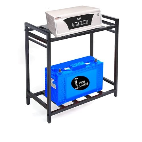 IRON LANDS 2 Tier Inverter Stand Metal Trolley Battery UPS CPU Stand Cabinet with Shelf for Home and Office