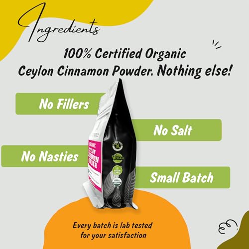 Spice Profile USDA Organic Ceylon Cinnamon Powder, Lab Tested for Heavy Metals, Resealable 4oz Pouch, Dalchini, Canela de Ceilán - Image 8