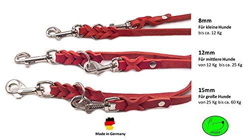 Hundeleine Fettleder kleine Hunde/große Hunde 2m / 2,40m / 2,80m / 3,50m / 5m Doppelleine verstellbar (3,50m X 8mm, Rot)