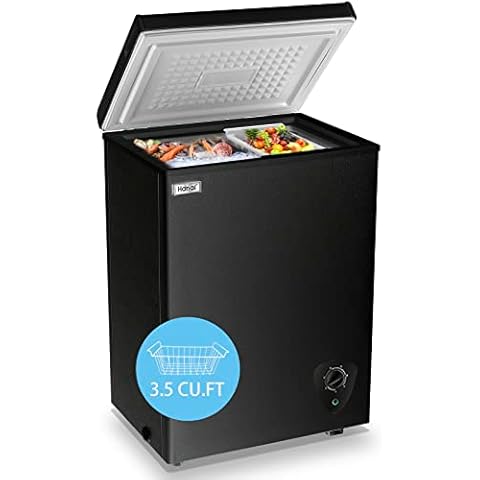 Mini Chest Freezer 3.5 Cu.Ft Small Top Door Deep Freezer with Removable Basket, Low Noise, 7 Adjustable Temperature and Energy Saving Perfect for Home Garage Basement Dorm or Apartment Black Cover