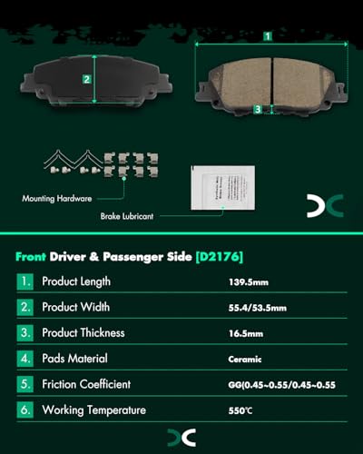 Image of SCITOO D2176 D2183 Front Rear Ceramic Brake Pad Sets For Toyota For Corolla | 2020 2021 2022 2023;8pcs Brake Pads;w /Hardware