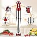 KOIOS Immersion Blender, 1000W Anti-scratch 3-in-1 Hand Blender, Upgraded 12 Speed Stainless Steel Blade Stick Blender with Turbo Mode, Whisk and Milk Frother, Non-BPA, Red