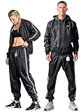 Elite Sports Zipper Sauna Suit for Men & Women – Weight Loss Full Body Hoodie Sweat Suit, Lightweight Anti-Rip PVC Fabric for Boxing, MMA, Gym Workout, Fitness Training Gear (Black, Large)