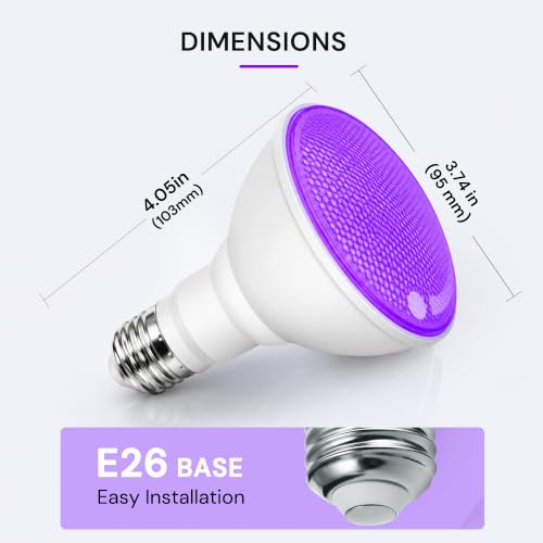 Image of L LOHAS LED Purple Halloween Flood Light Bulbs, PAR30 Flood Light Outdoor | LED 12 Watt Colored Porch Bulb, 100W Equivalent, E26 Base Ideal for Home Lighting, Holiday, Party Decoration, 2 Pack