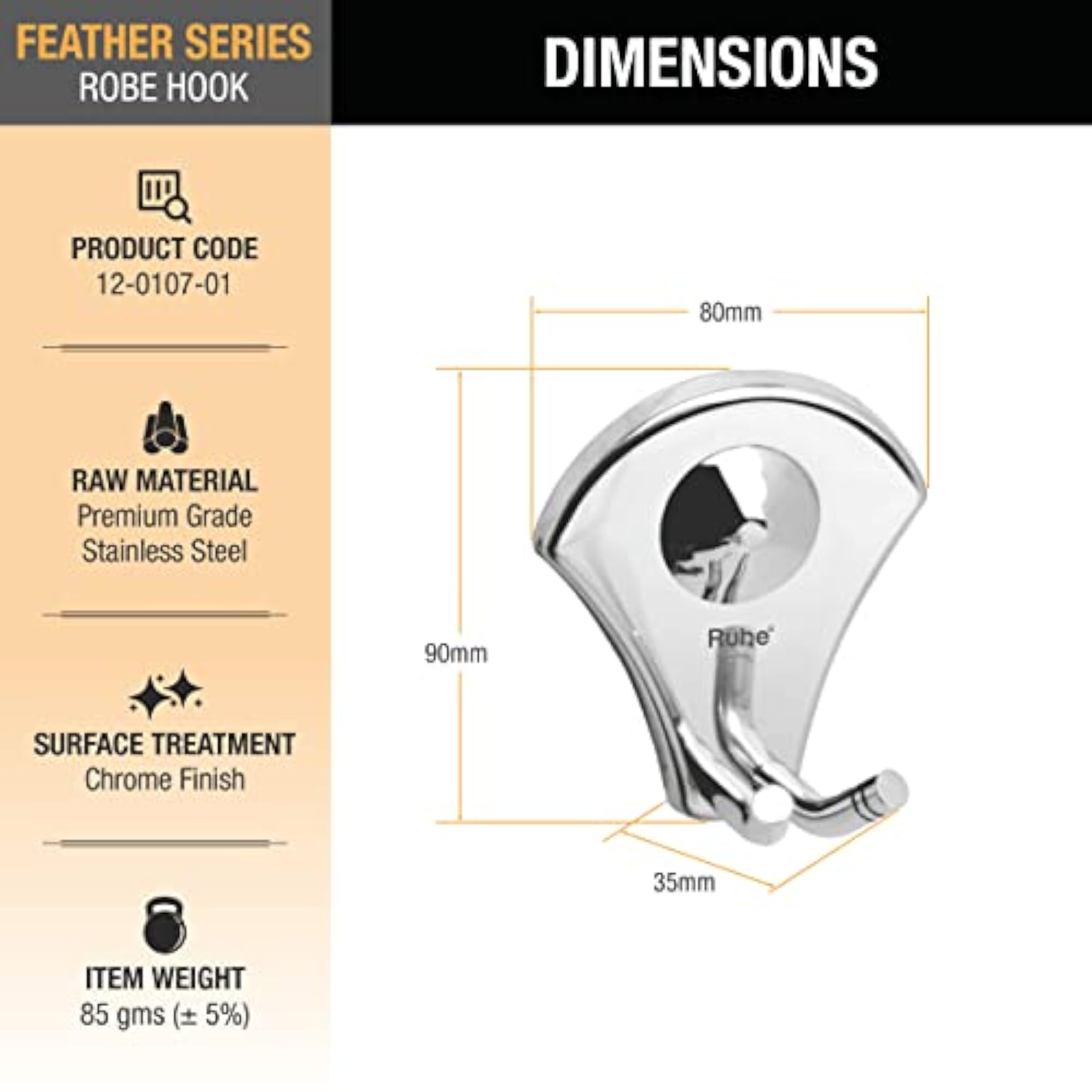 Feather Series Robe Hook Stainless Steel Towel Hook