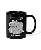 Nilpferd Braucht Keinen Mittelfinger Spruch Tasse einfarbig, Schwarz