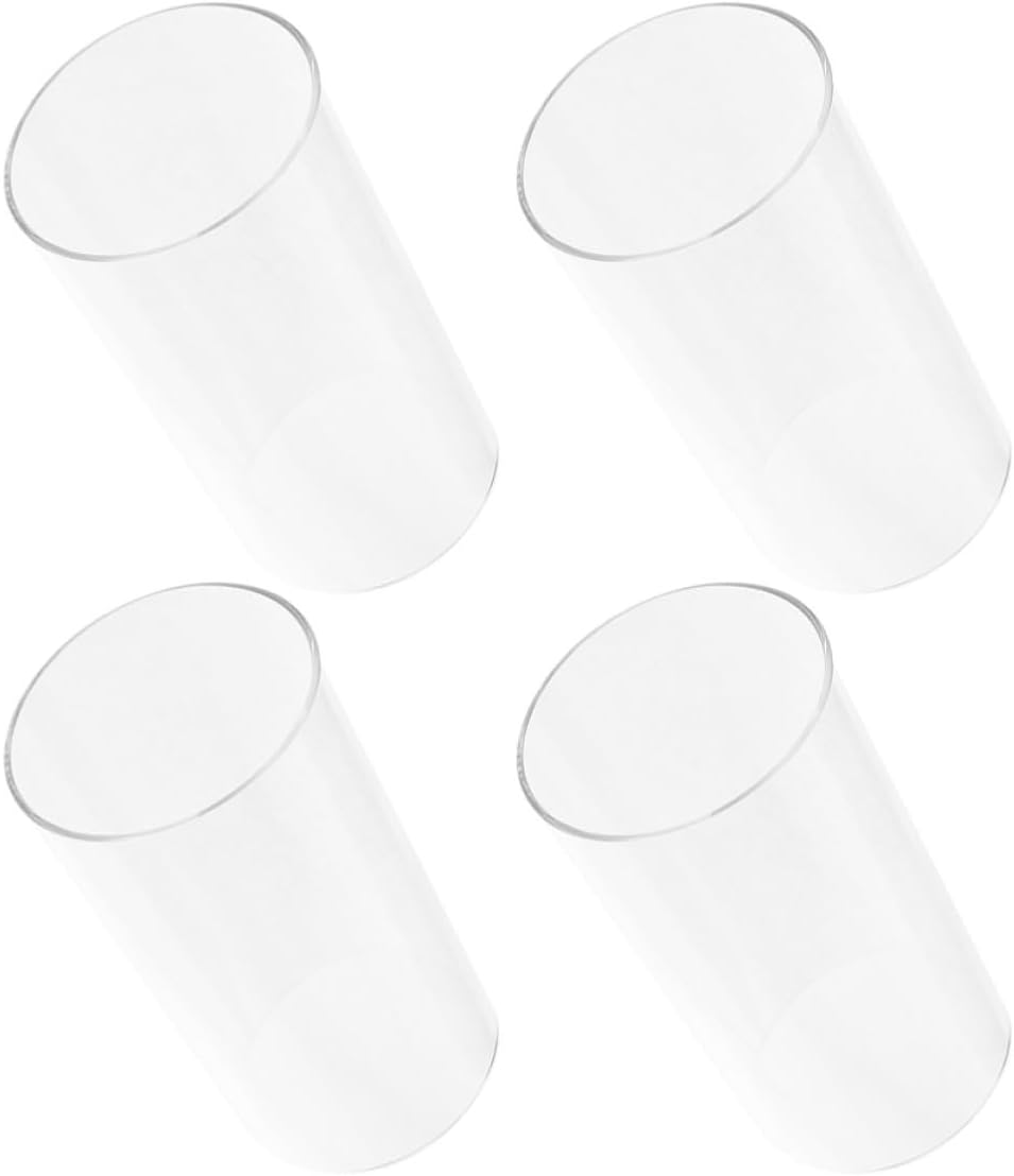 Cabilock 4pcs Glass Candle Holder Sleeves with Windproof Design and Resistant to Breakage, Cylindrical High Borosilicate Glass Chimney Shades for Cafe and Homes, Romantic and Cozy