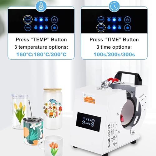 Prensa térmica portátil para taza 11oz con control digital miniatura 2