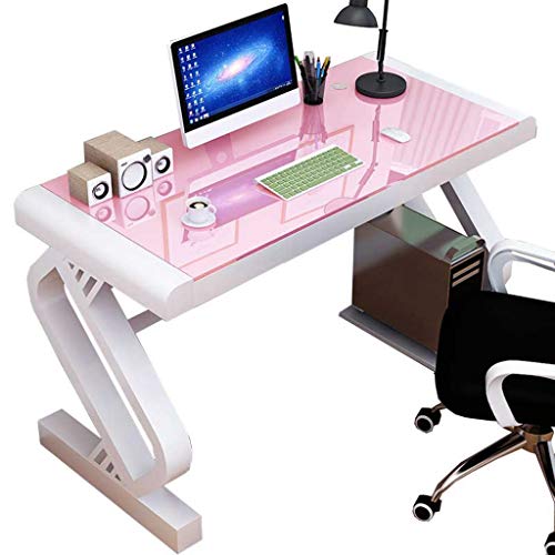 ZYCSKTL Desk Computer Table Modern Large Office Desk,Study Room Tempered Glass Desk, Bedroom Simple Writing Desk, Desktop Home Computer Desk, Easy to Install (Color : Pink, Size : 120 * 60 * 75cm) ZYCSKTL Desk Computer Table Modern Large Office Desk,Study Room Tempered Glass Desk, Bedroom Simple Writing Desk, Desktop Home Computer Desk, Easy to Install (Color : Pink, Size : 120 * 60 * 75cm)