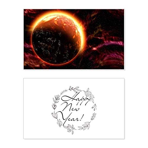 Tarjeta conmemorativa de Año Nuevo Red Planet para decorar y enviar deseos Dark Universe