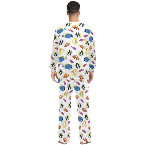 Unisex Pajama Set Long Sleeve Sleepwear Soft 2 Piece Loungewear Tropical Reef Fish Pj Sets for Women & Men4