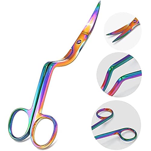 Rainbow Color Machine Embroidery Scissors 6" Large Double Curved Scissors - Stainless Steel Embroidery Supplies