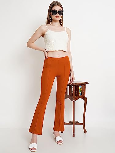 Image of POPWINGS Casual Solid Regular Fit Solid Trouser for Women || Pull On Trouser for Women || Semi-Formal Work Women Trouser for Summer || Stylish Western Trouser