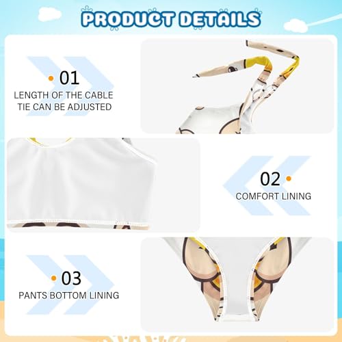 Girls' Bikini Set, Cute Cartoon Bear Holding Lemon Kids Swimsuit 2 Pcs Beach Bathing Suit3