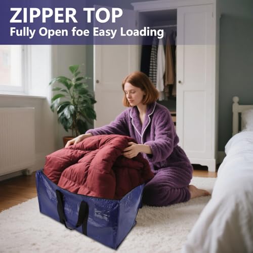 Cryster 2-Pack Clear Moving Bags – Heavy Duty Storage Totes with Reinforced Handles & Double Zippers - image 3