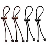 Pulleez Plus Sliding Ponytail Holder, 11' Set of 4 - Acrylic Charms - 2 Brown/ 2 Black Elastic Hair...