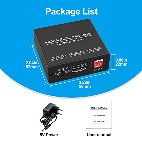 Émulateur HDMI EDID 4K60Hz à 8 modes VEDINDUST égaliseur HDCP 2.2 - 7