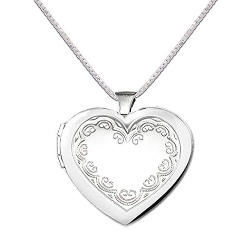Children's Sterling Silver Heart Locket (Embellished) Necklace #TOP29