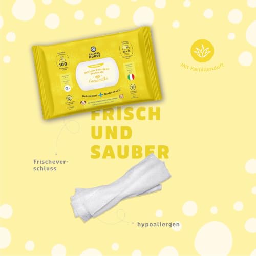 Animal House Reinigungstücher mit Kamille, 100 Stück, für Hunde und Katzen – Parfümierte Feuchttücher, erfrischend, hypoallergen… – Ansicht 5
