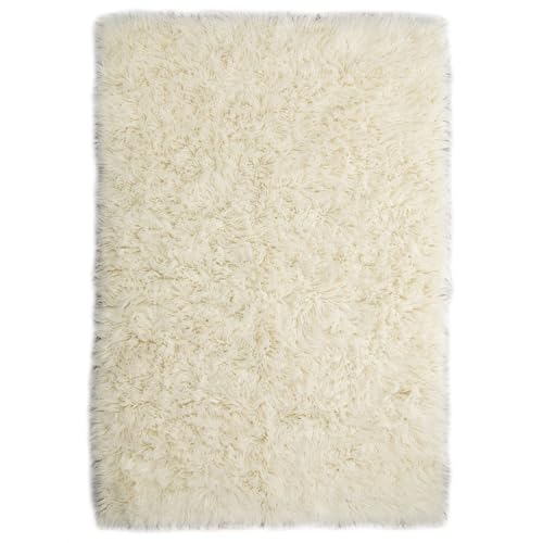 Steffensmeier Flokati 1500 Teppich Natur Kult Shaggy Teppich Hochflor Langflor neu Neuseeland 100% Schurwolle, Größe: 55x110 cm