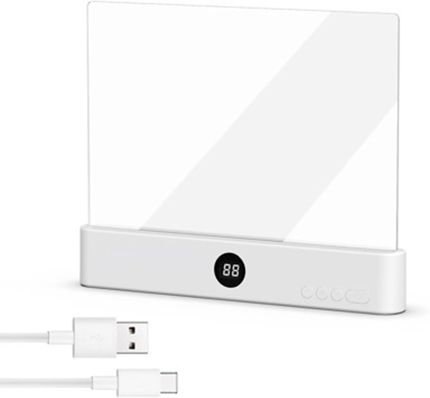 Rechargeable Page Reading Light with Timer, LED Book Panel Lamp with 3 Color Modes, Durable Clear Light Board, Brightness Adjustment, Bedside Reading Lamp for Night Reading (White)