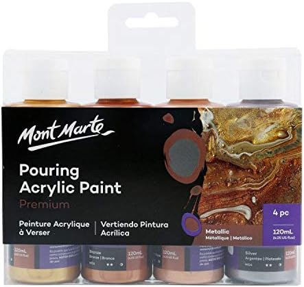 Mont Marte Premium Pouring Acrylic Paint, Celestial, 4pc Set, 60ml Bottles