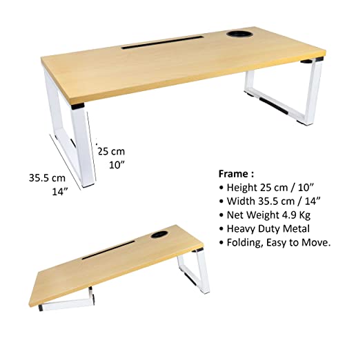 Image of Isomars Bed Desk /Floor Desk 76cm x 35.5cm (30 inch x 14 inch) Laptop Study Table for Work from Home, Online Classes, Card Games and Kid's Activities (Wooden)