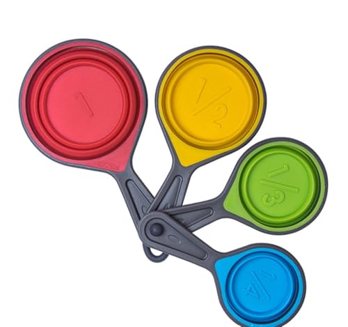 JIIJCAAC Measuring Spoon Set, 4 Spoons for Measuring Food,Measuring Cups for Baking,Silicone Foldable Kitchen Set,Used for Baking, Cooking, and Kitchen (4)