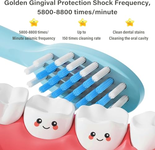 Image of Obvie Sonic Electric Kids Toothbrush with 4 Brushing Modes, Soft Nylon Bristles, 3 Brush Heads & Rechargeable Battery Last Up to 30 Days, IPX7, Electric Power Tooth brush (Pack of 2)