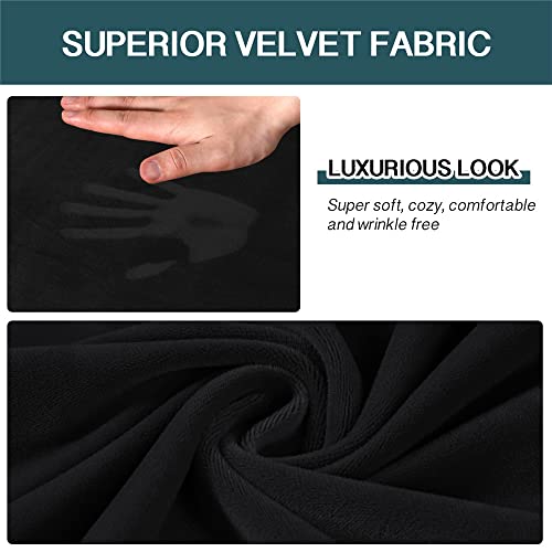 Housse de canapé 1 place en velours extensible : lot de 2 protections antidérapantes - 3