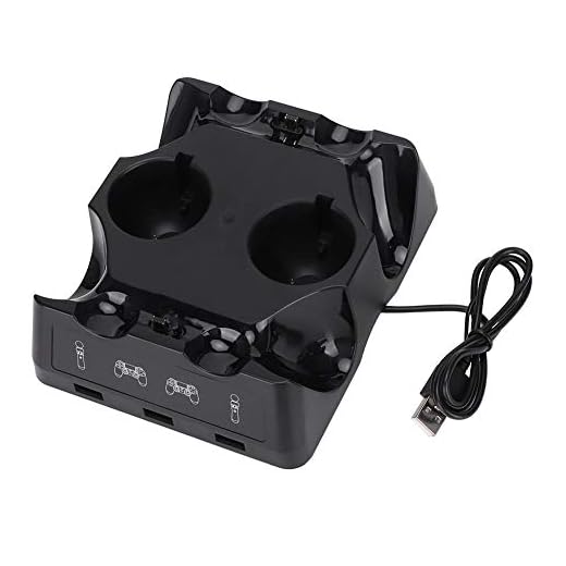 Laddstation, multifunktionell laddare för PS4 / PS4 MOVE / PS4 VR-kontroller Fyra laddstationer med halkskydd, ergonomisk design