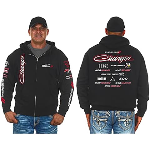 JH DESIGN GROUP Men's Dodge Charger Hoodies- Pullover & Zip UP Sweatshirts in 3 Styles, Clg6-black, Large Cover