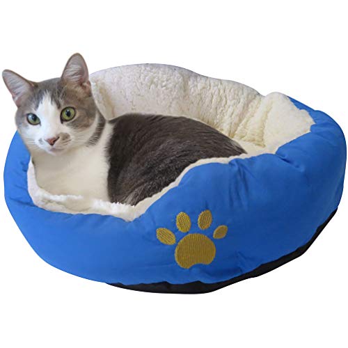 Evelots Small Round Pet Bed, One Size, Blue