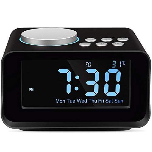 Keright Digital Alarm Clock Radio with Bluetooth Speaker, FM Radio, USB Charging, Snooze