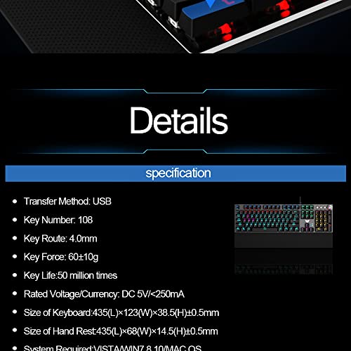 Aula F2088 Mechanical Gaming Keyboard, With Ergonomic Wrist Rest, Multimedia Control Knob, 22 Backlight Modes, Full Size Usb Wired Computer Keyboards For Mac Laptop, Desktop (Black Switch) #TOP7