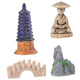 Résine : fabriquées en résine résistante, ces statuettes de pagodes miniatures et ces artificielles décoratives conservent leur forme et peuvent servir de décorations d'aquarium ou d'accessoires de jardin. elles résistent à l'usure et aux déchirures. sculptures de jardin asiatiques, figurines de pagodes orientales